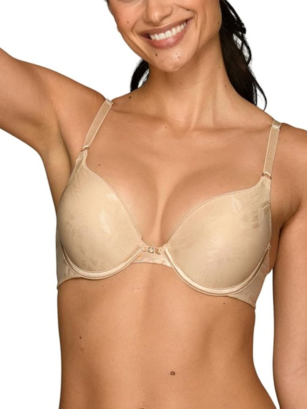 NWT Vanity Fair Women's Ego Boost Push Up Bra Beige Jacquard 34C